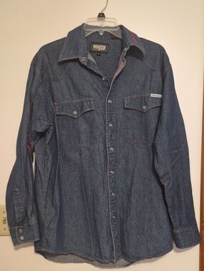 Resistol Denim Western Shirt - Dark Blue SZ M